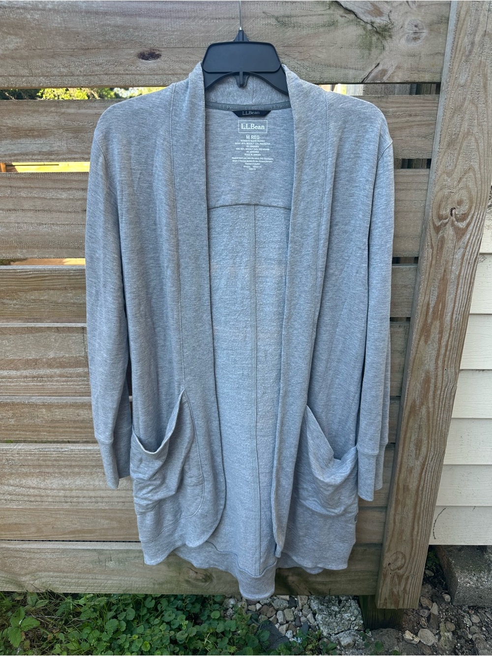 L.L. Bean Light Gray Open-Front Women's Cardigan with Pockets